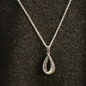 Marcasite Teardrop Pendant Necklace
